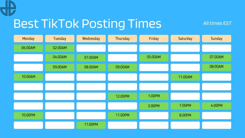 best time to post on tikok calendar