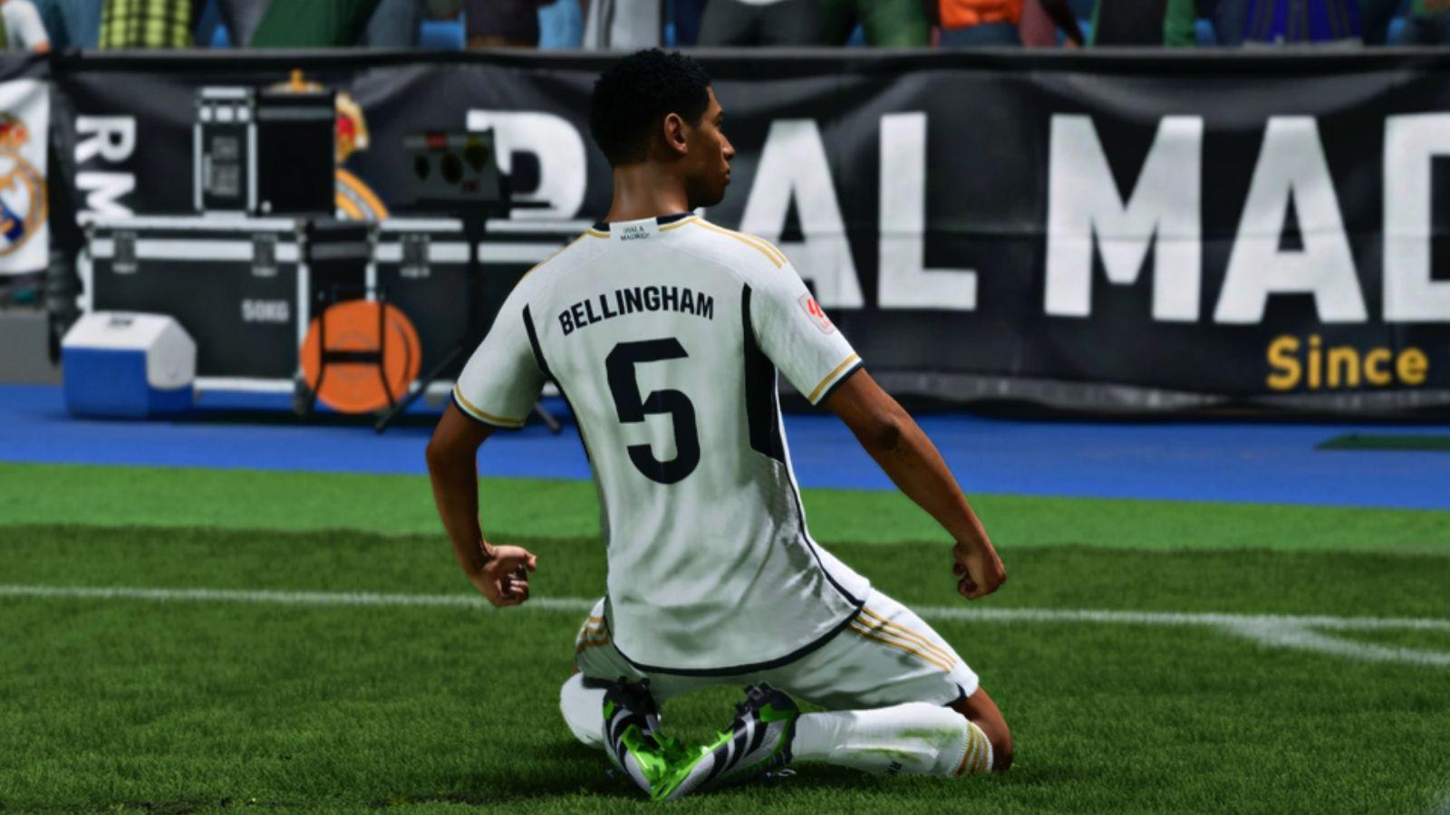 Jude Bellingham sliding on knees in EA FC 24