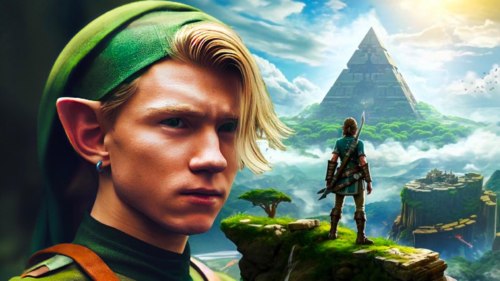 Tom Holland as Link in AI art and a fake Legend of Zelda Netflix poster
